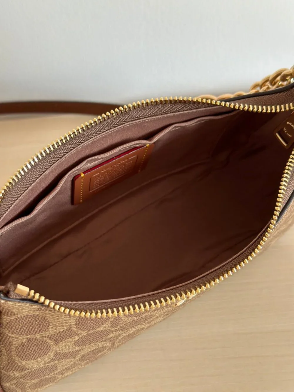 COACH Teri Signature Canvas Brown Shoulder Bag